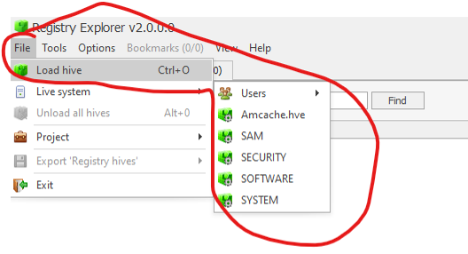Loading Live Registry Hives