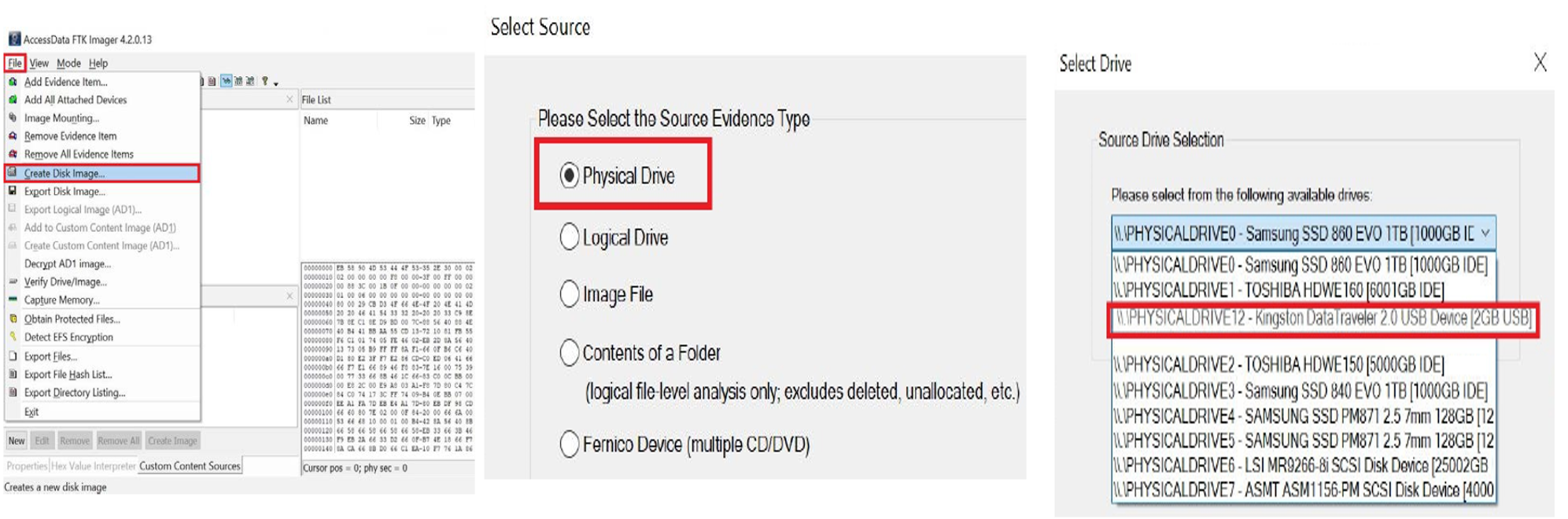 FTK Imager Interface
